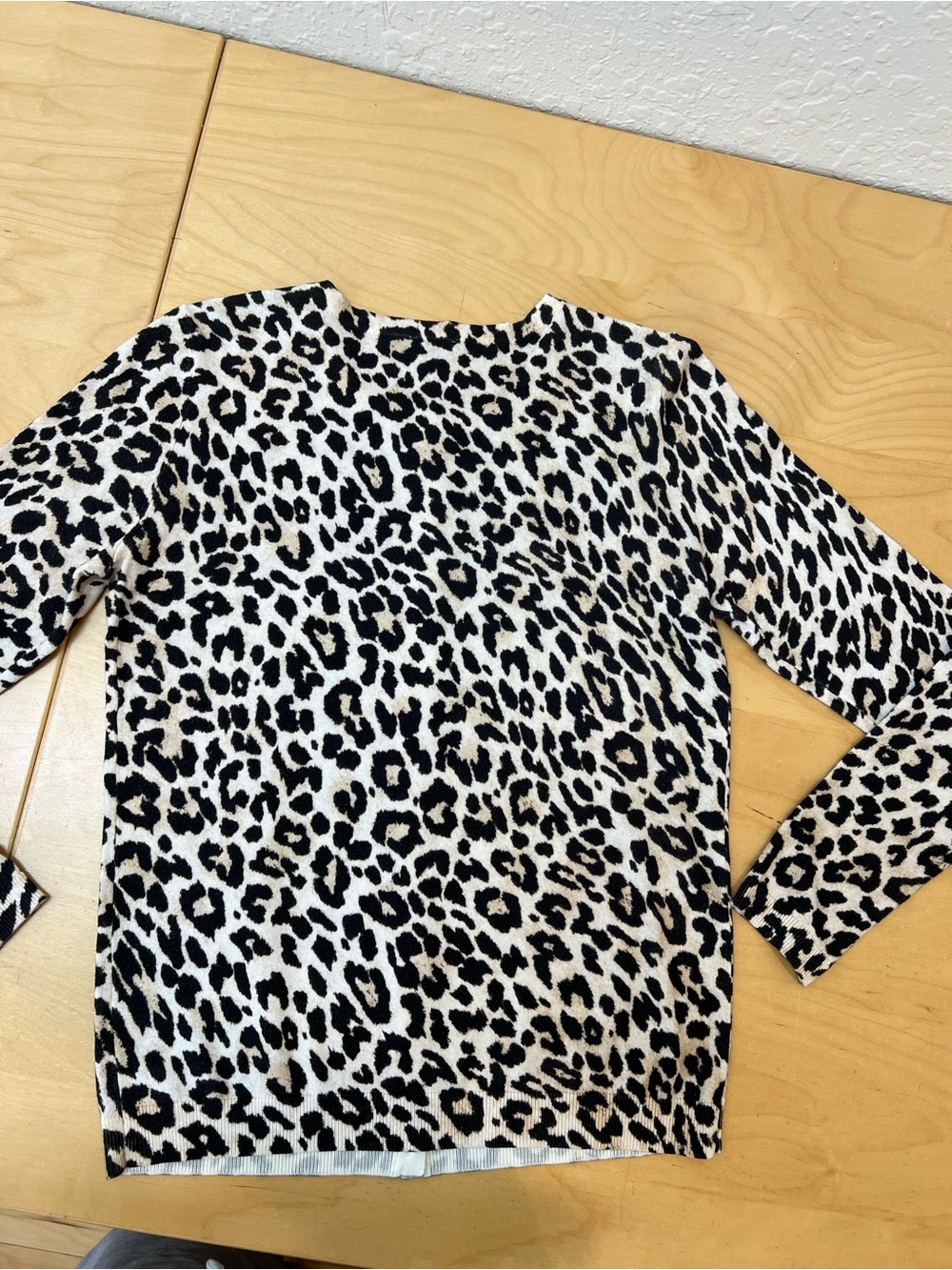 Talbots Leopard Spot Button-Up Cardigan - Black & Cream - Picture 2 of 6